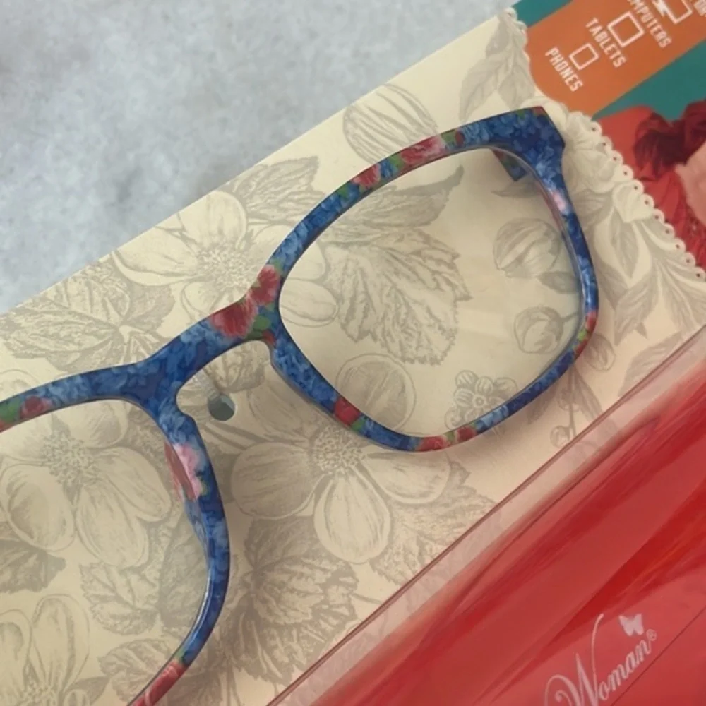 The Pioneer Woman glasses floral blue light screen protection glasses,case NWT